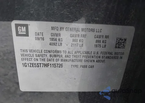 2017 Chevrolet Malibu 1Lt from USA, damaged, VIN 1G1ZE5ST7HF115726